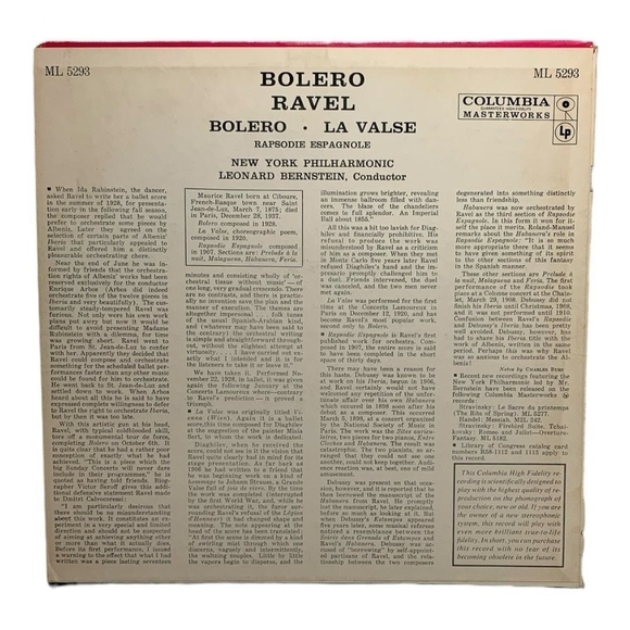 LP Maurice Ravel - Bolero · La Valse · Rapsodie Espagnole Vinyl Record - Picture 2 of 2